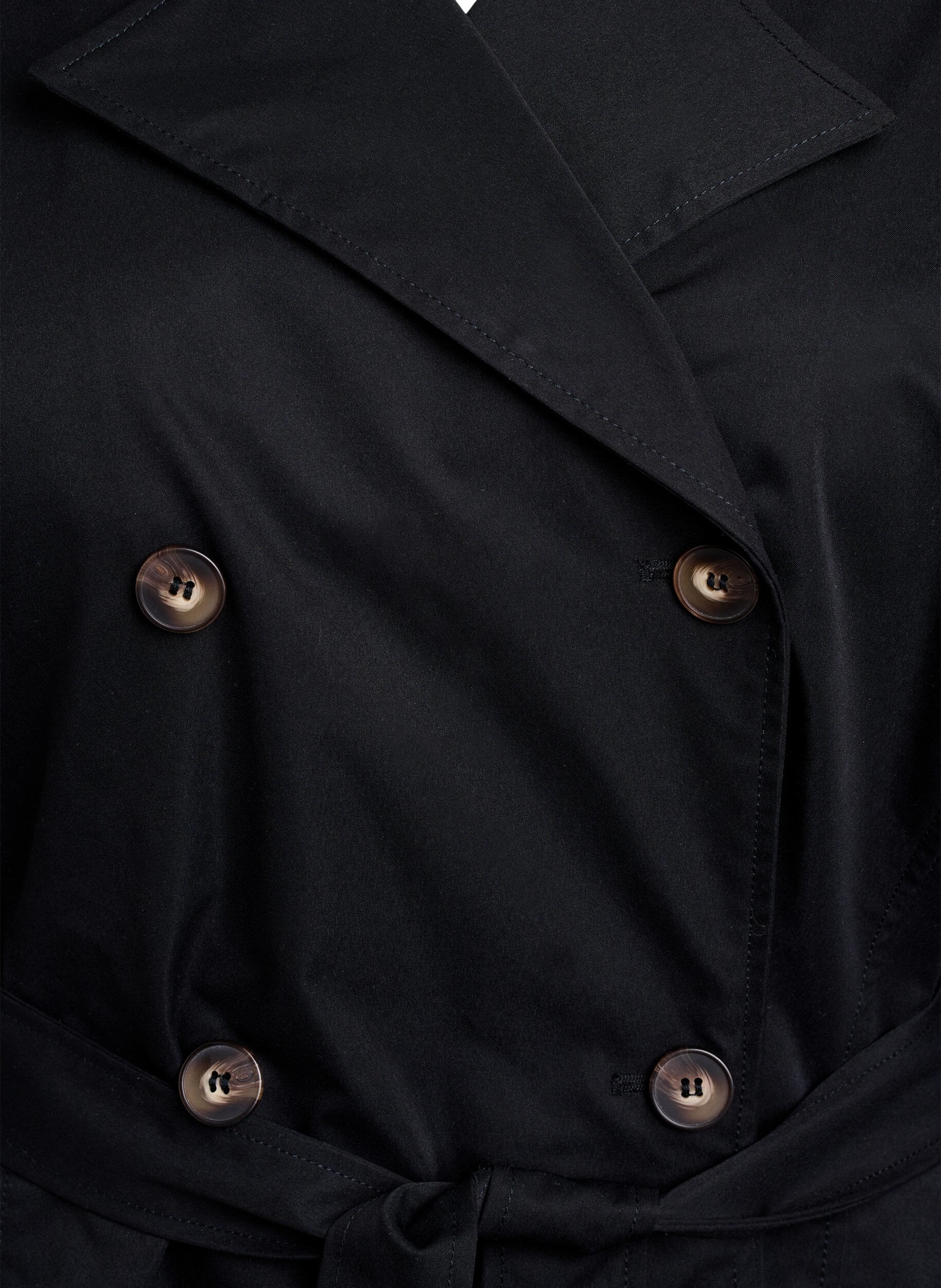 ZizziHalflange trenchcoat met ceintuur, Black, Packshot image number 2