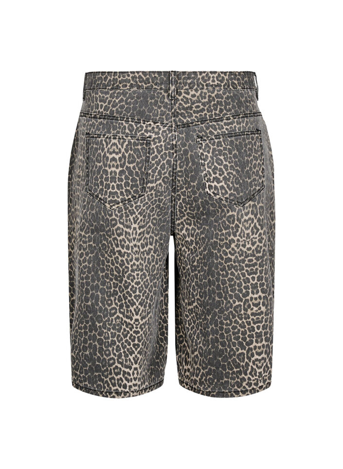 Luipaardprint denim bermuda shorts, Leopard, Packshot