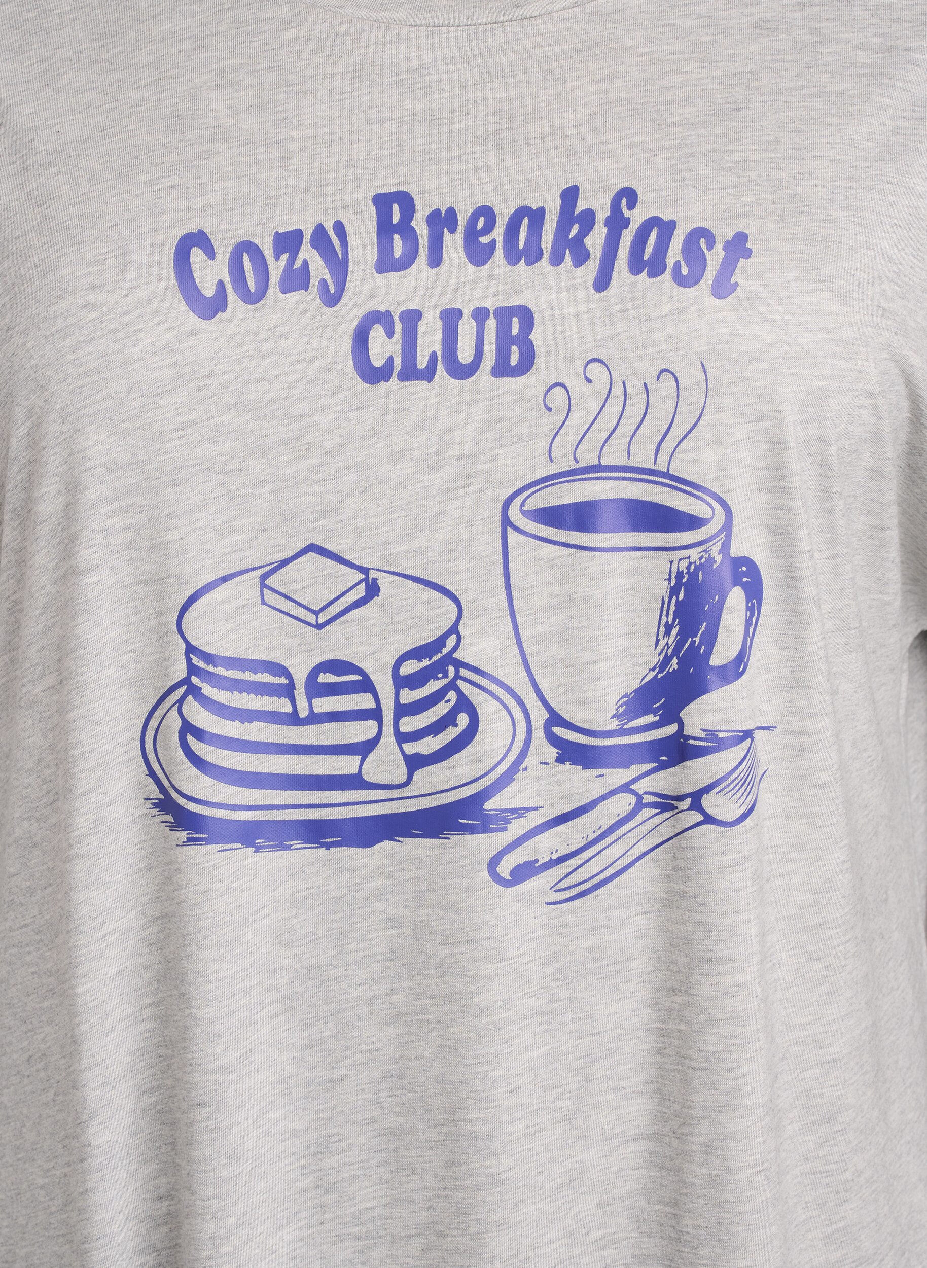 Zizzi Chemise de nuit &agrave; manches courtes avec imprim&eacute; texte, Gris, Packshot image number 2