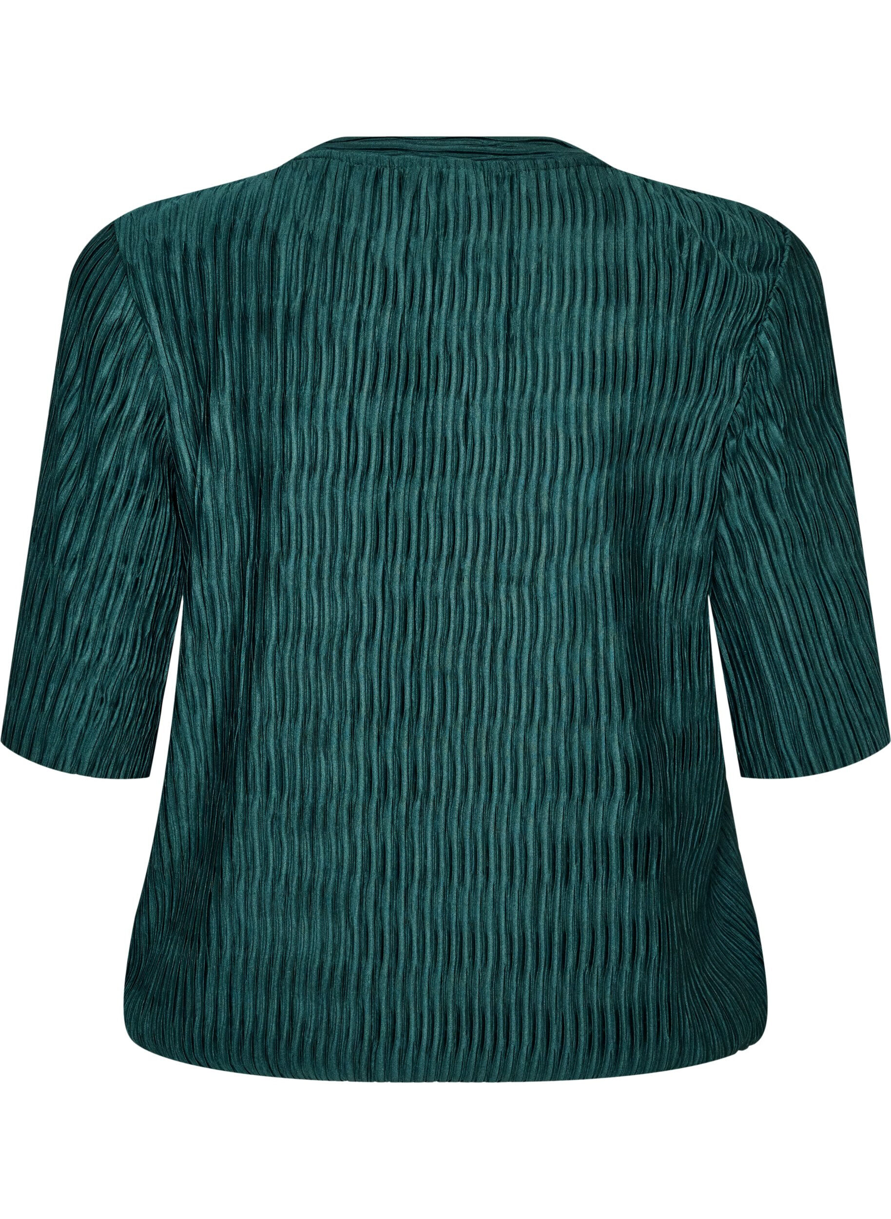 ZizziBlouse met golvende textuur en ballonvorm, Groen, Packshot image number 1