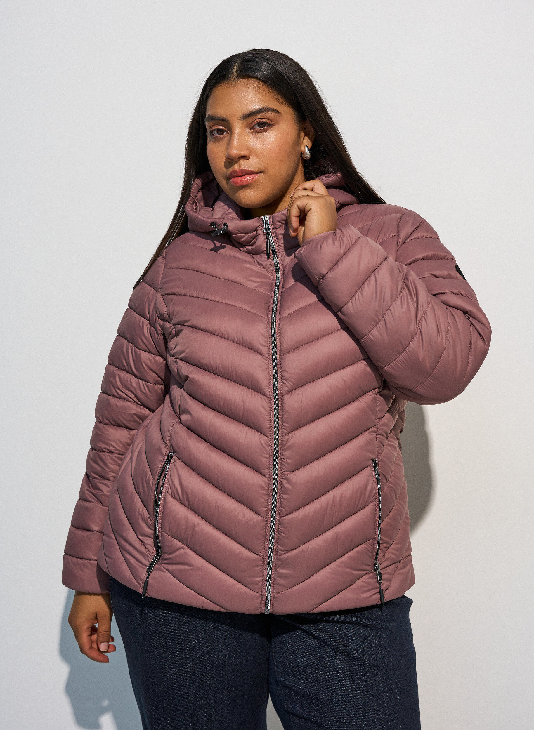 Lichtgewicht jas met capuchon, Roze, Model