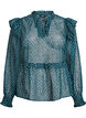 Chiffon blouse met ruchesdetails en kleine stippen, Groen, Packshot image number 0