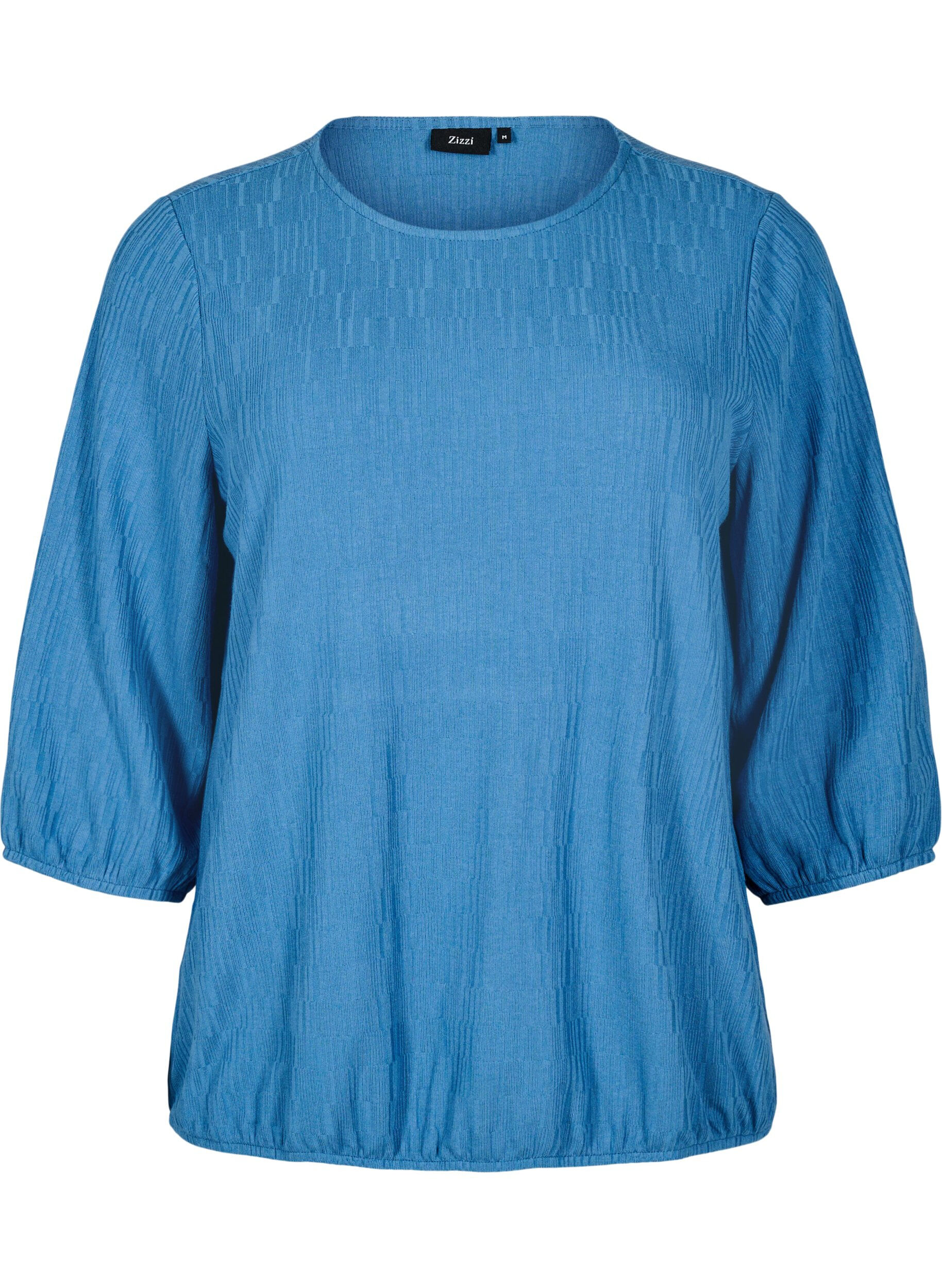 ZizziBlouse met textuur en 3/4 mouwen, Blauw, Packshot image number 0