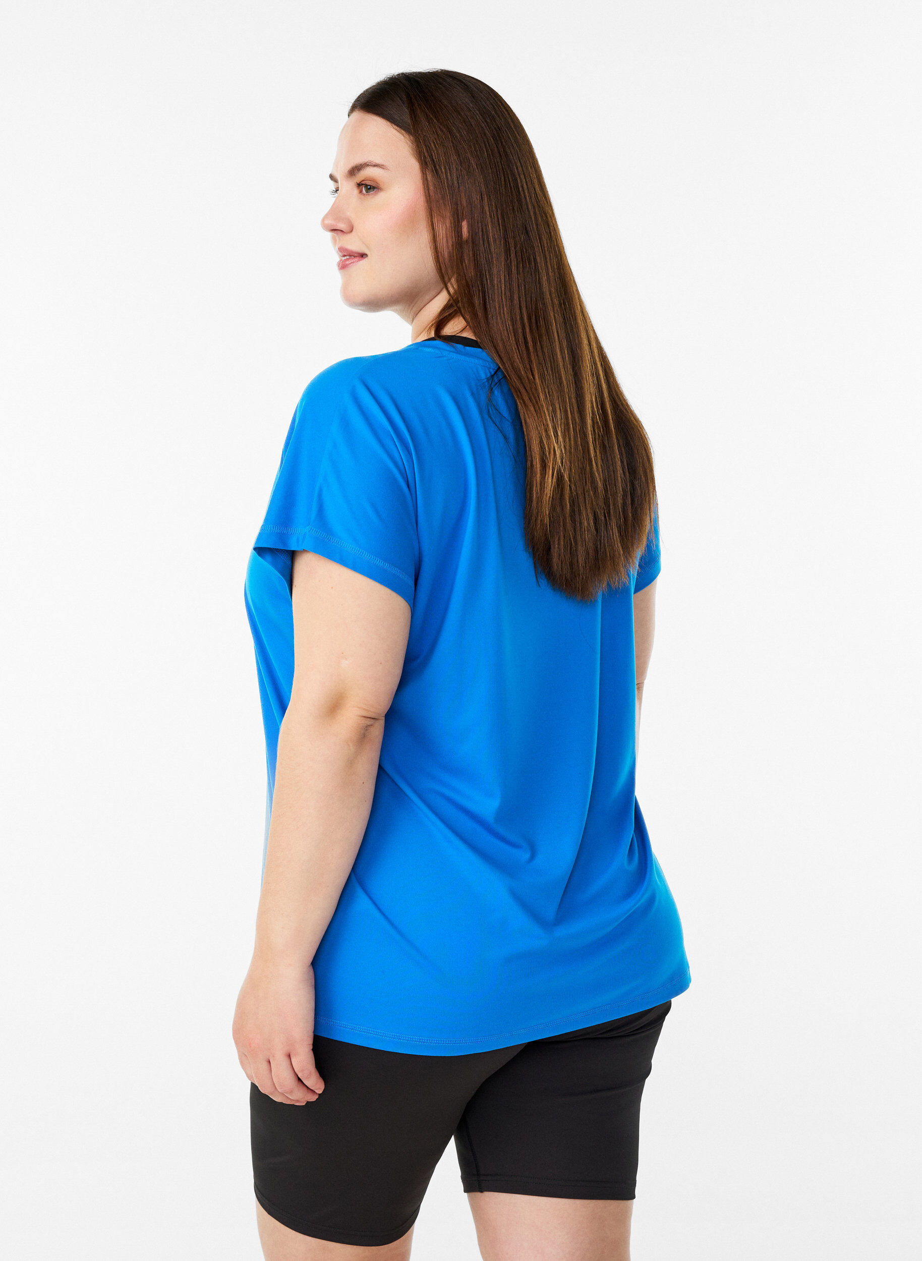 ZizziLosvallend trainings-T-shirt met V-hals, Blauw, Model image number 2