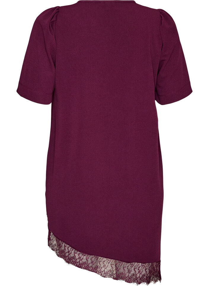 Tuniek met asymmetrische kanten rand, Paars, Packshot image number 1