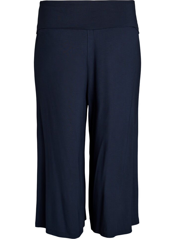Jersey culotte broek met hoge taille, Blauw, Packshot image number 1