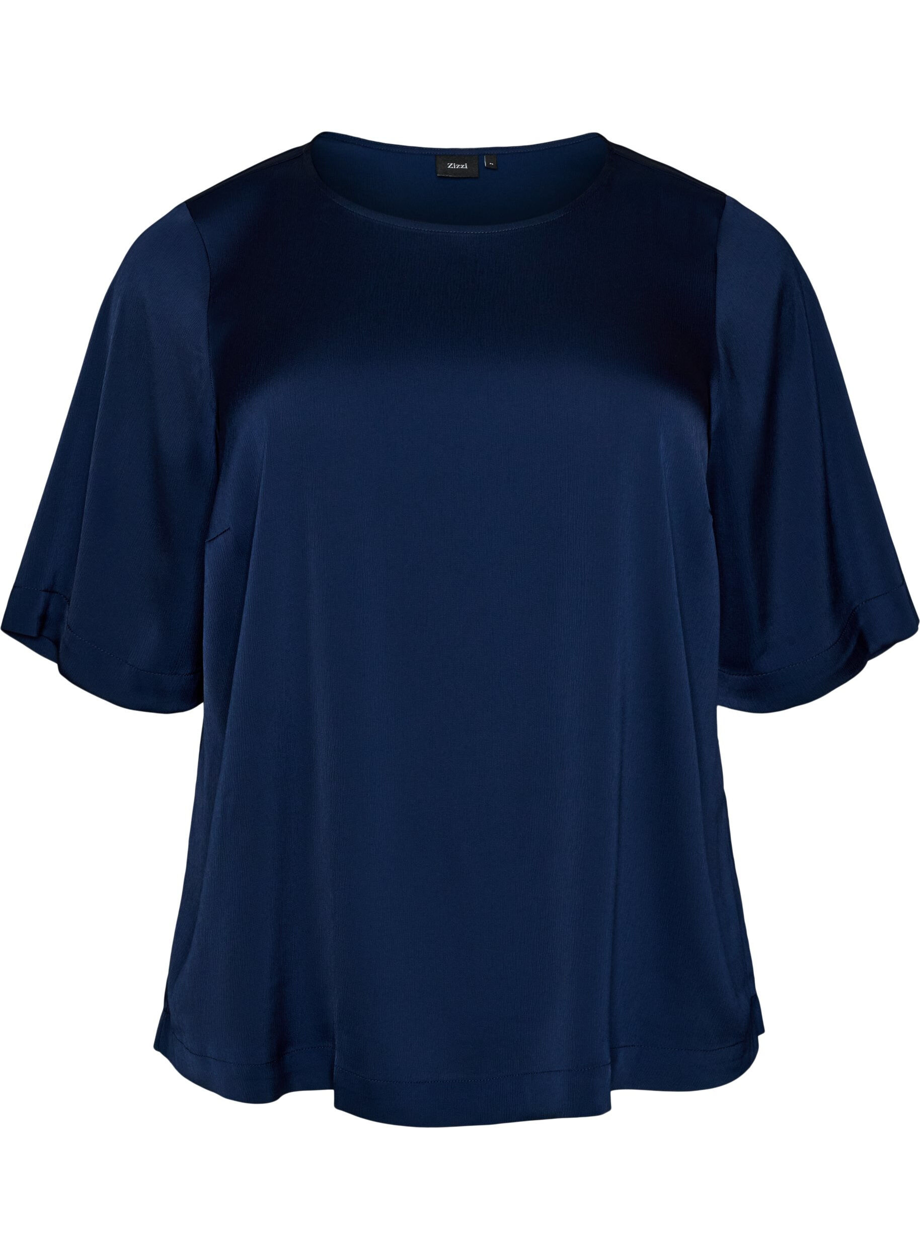 Satijnen blouse met ellebooglange mouwen