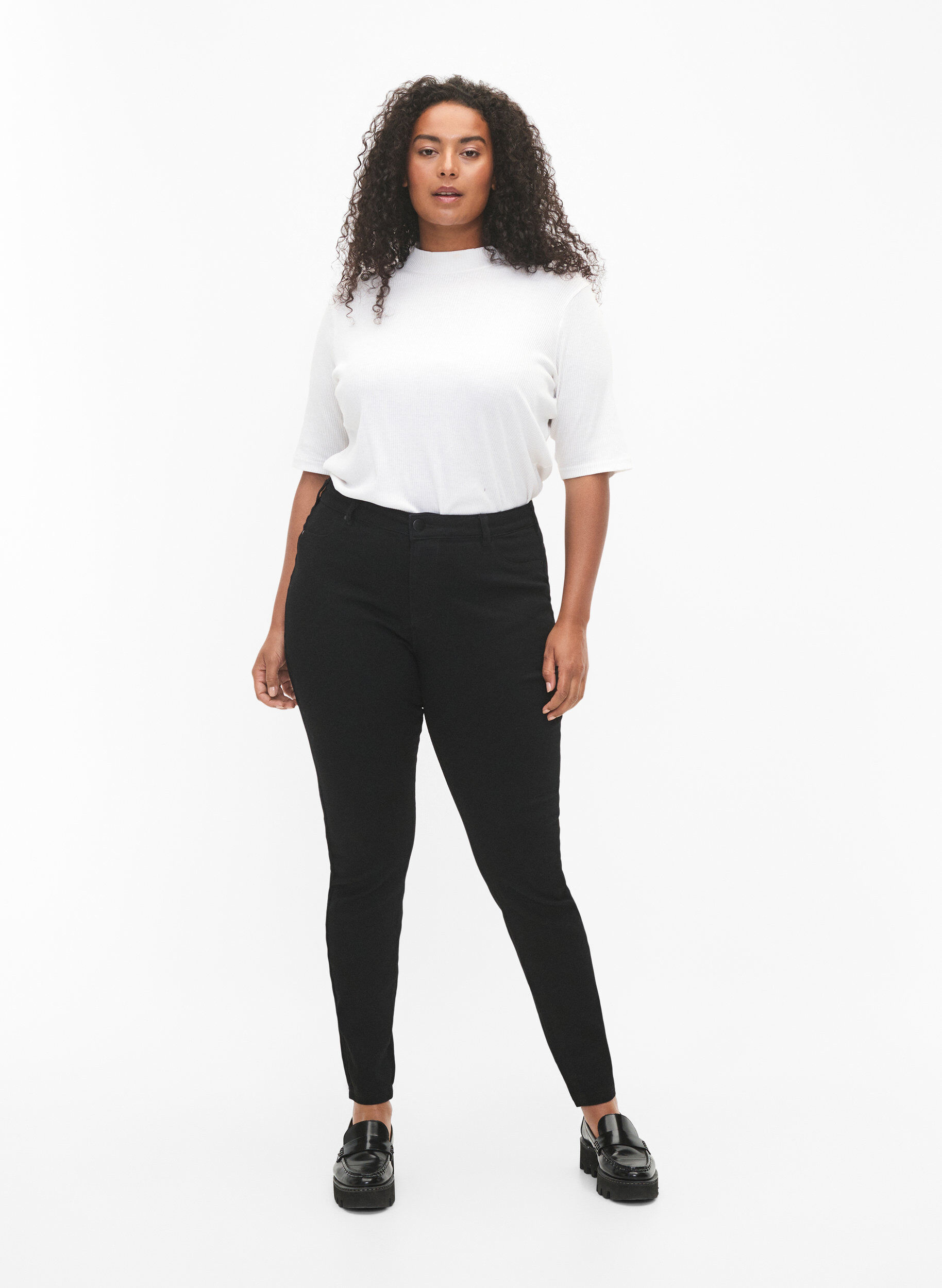 Jeggings van katoenmix, Black, Model