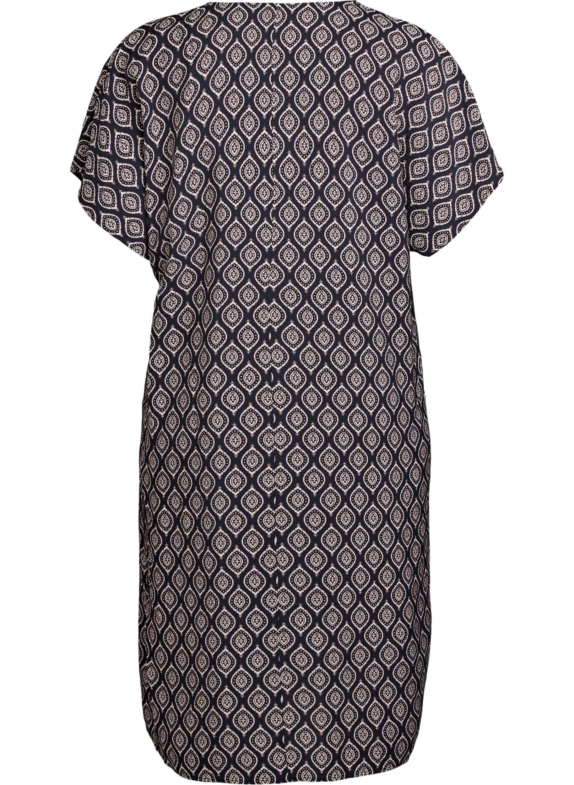 ZizziJurk met V-hals van viscose, Blauw, Packshot image number 1