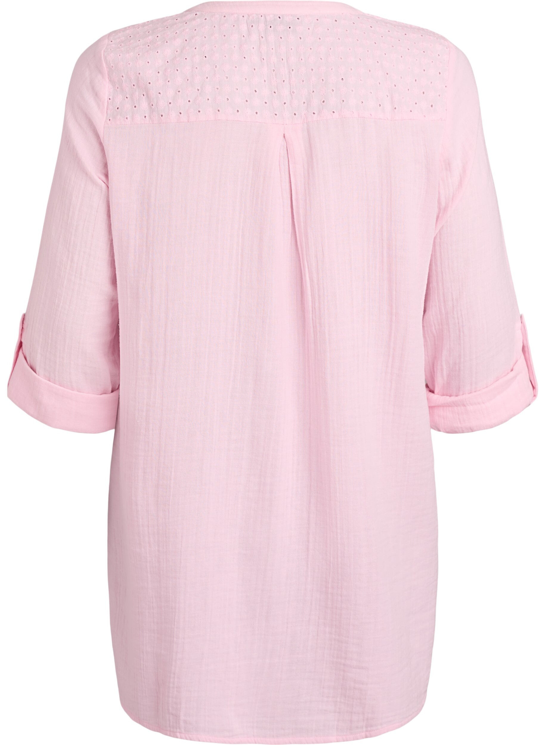 ZizziKatoenen mousseline tuniek met broderie anglaise, Roze, Packshot image number 1