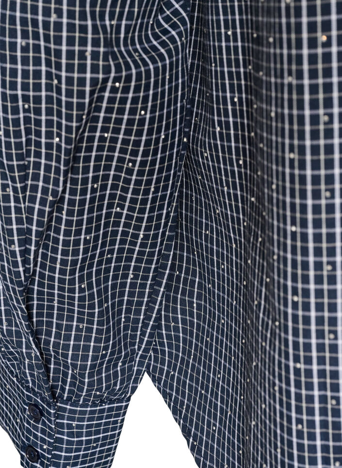 Geruit overhemd met strasssteentjes, Blauw, Packshot image number 3