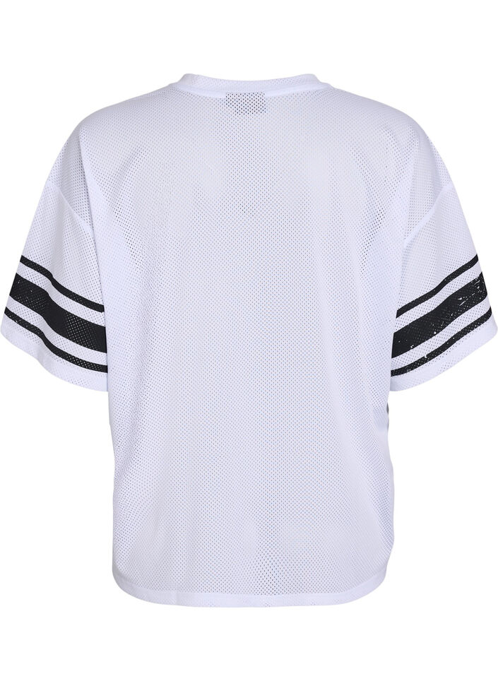 Sporty T-shirt met print aan de voorkant, White, Packshot image number 1
