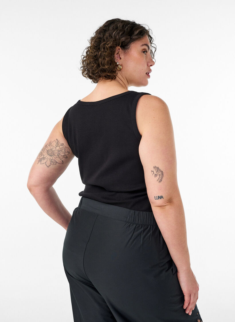 Nauwsluitende top met motief, Zwart, Model image number 2