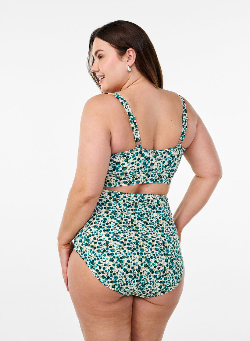 Bloemen bikinitop met ruches, Ditsy Rose AOP, Model