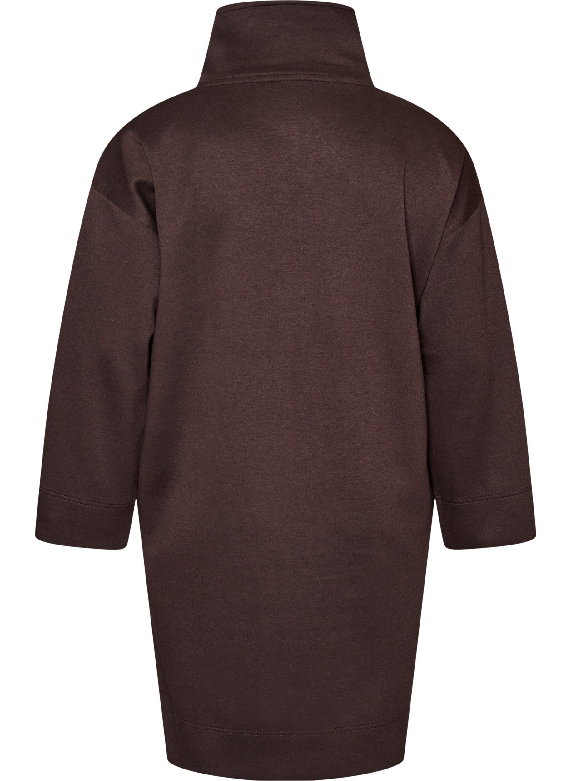 ZizziSportieve sweatshirtjurk met hoge kraag en ritssluiting, Bruin, Packshot image number 1