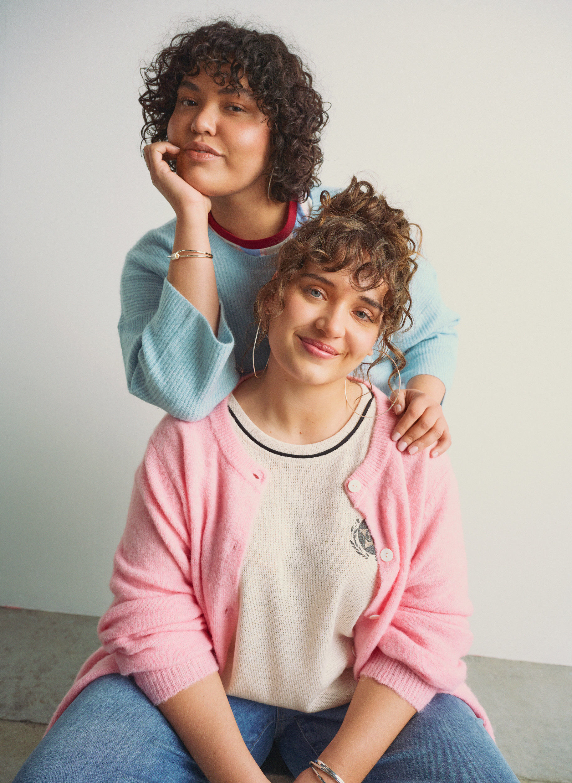 ZizziGebreid vest met wol en knopen, Roze, Image image number 0