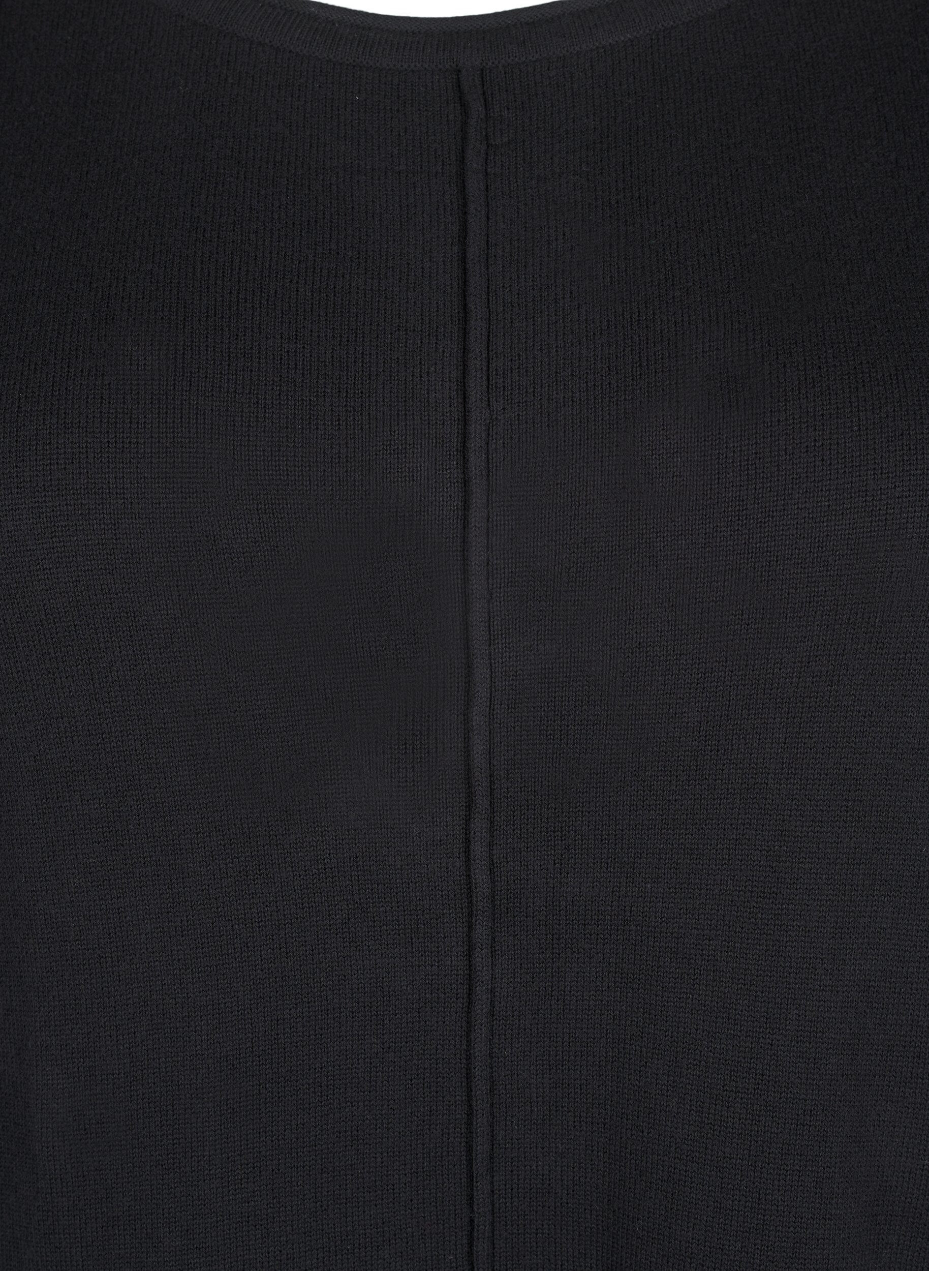 ZizziGebreide jurk in katoen-viscose blend, Zwart, Packshot image number 2