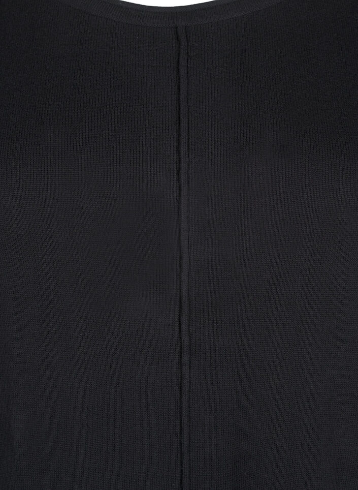 Gebreide jurk in katoen-viscose blend, Zwart, Packshot image number 2