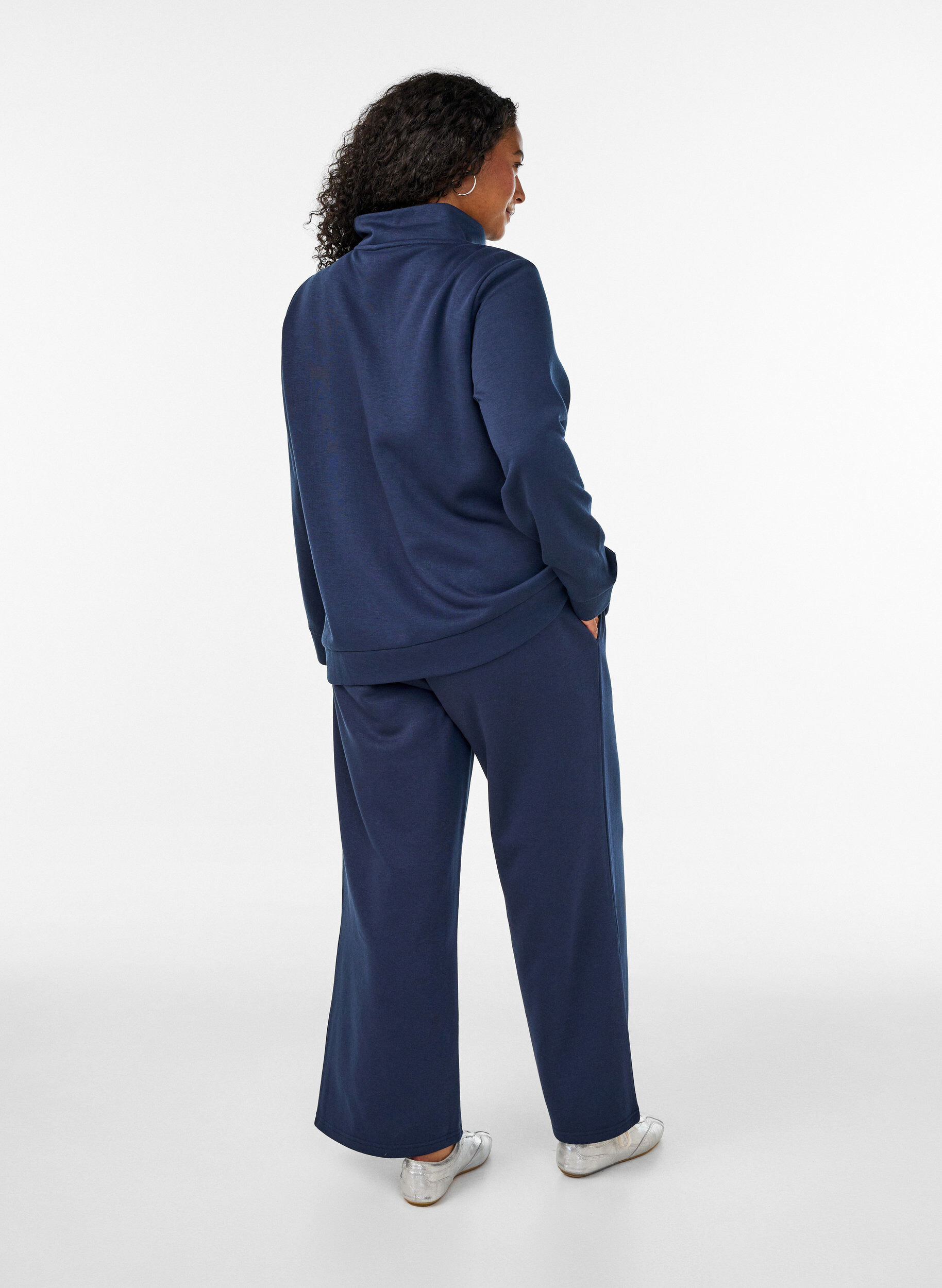 ZizziSweatpants met hoge taille en wijde pijpen, Blauw, Model image number 1
