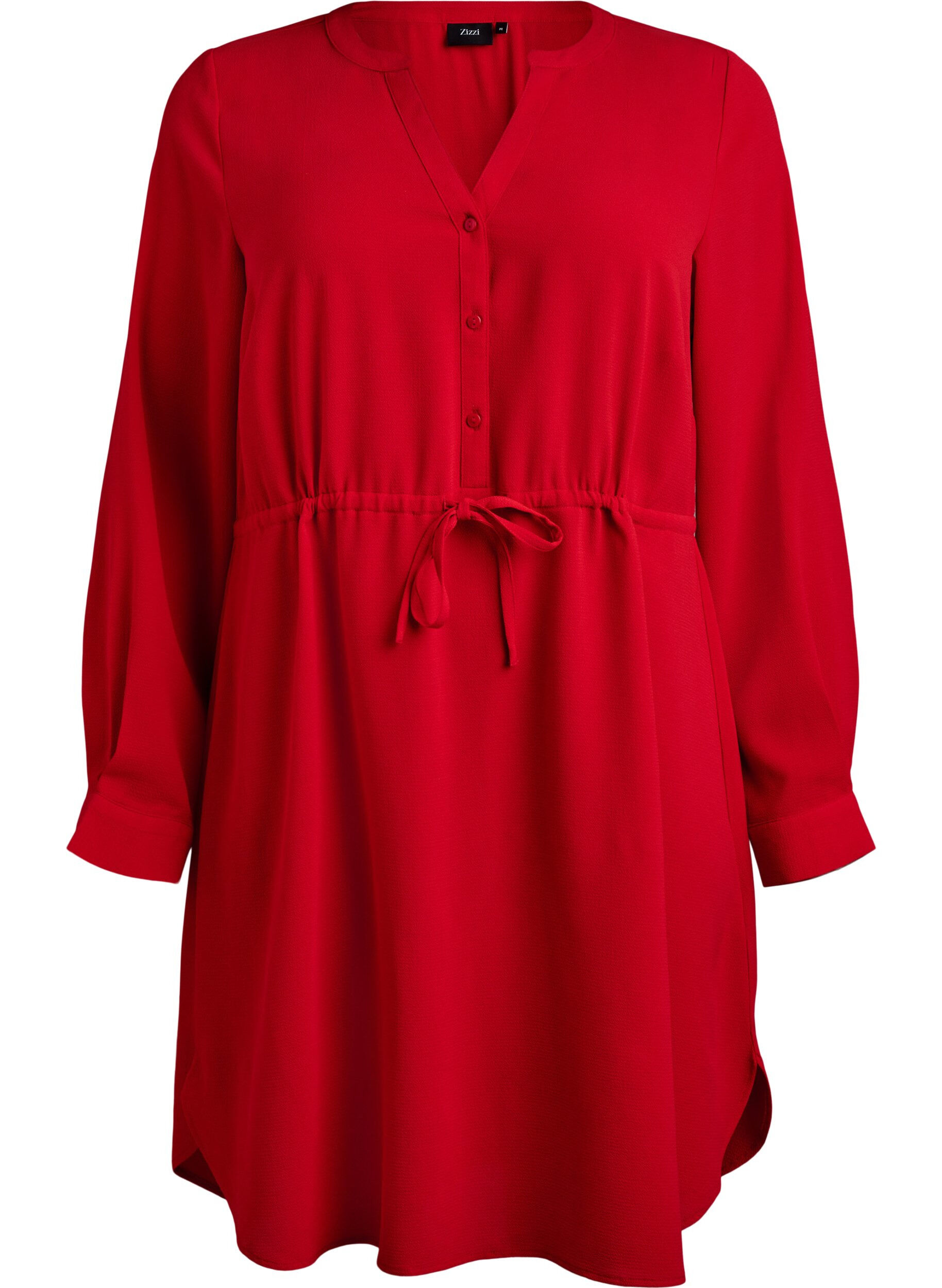 Knielange jurk met strikceintuur