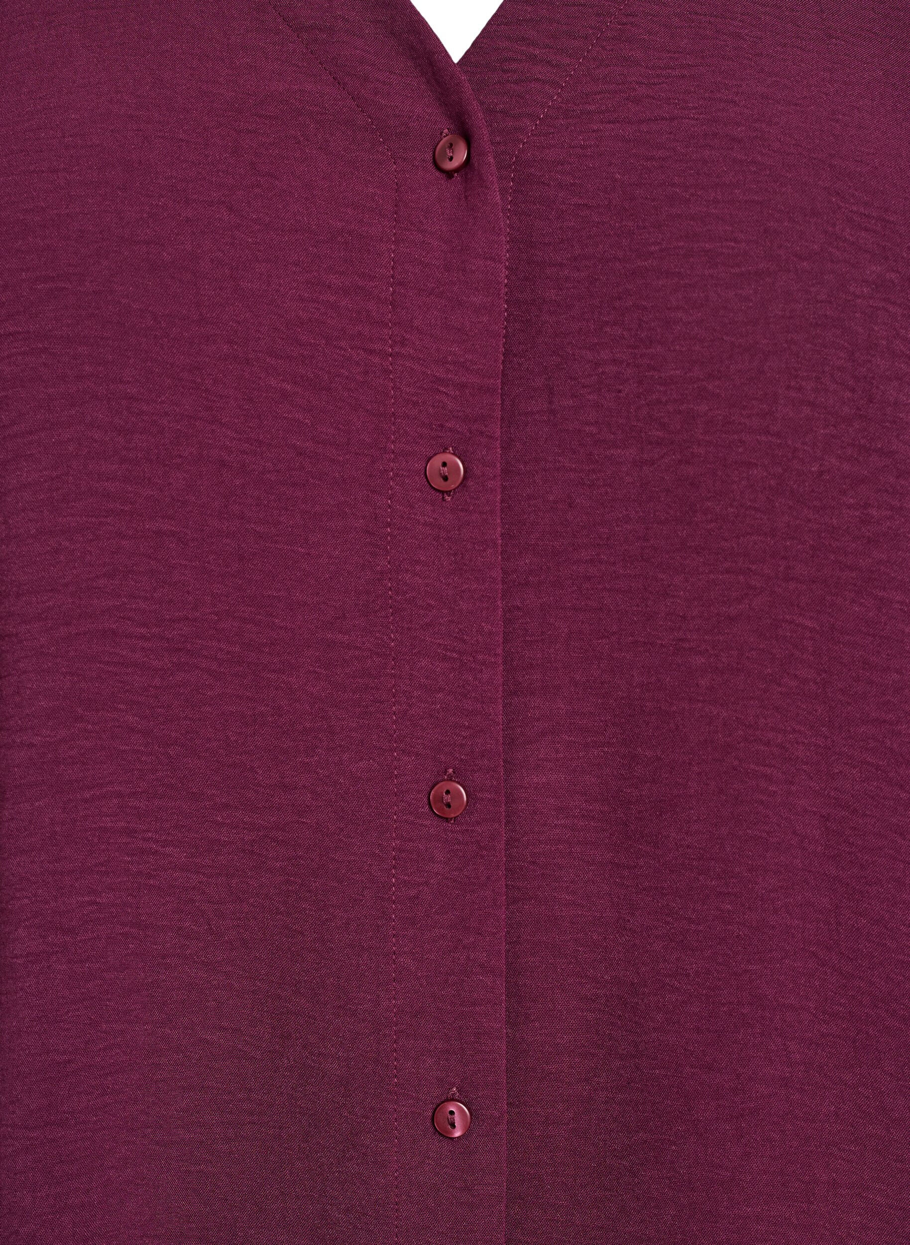 ZizziFLASH &ndash; Shirtblouse met V-hals en 3/4 mouwen, Donker Bordeaux, Packshot image number 2