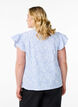 Mouwloze blouse met strepen en bloemenprint, Blauw, Model image number 2