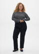 Gestreepte blouse met lange mouwen, Zwart, Model image number 1
