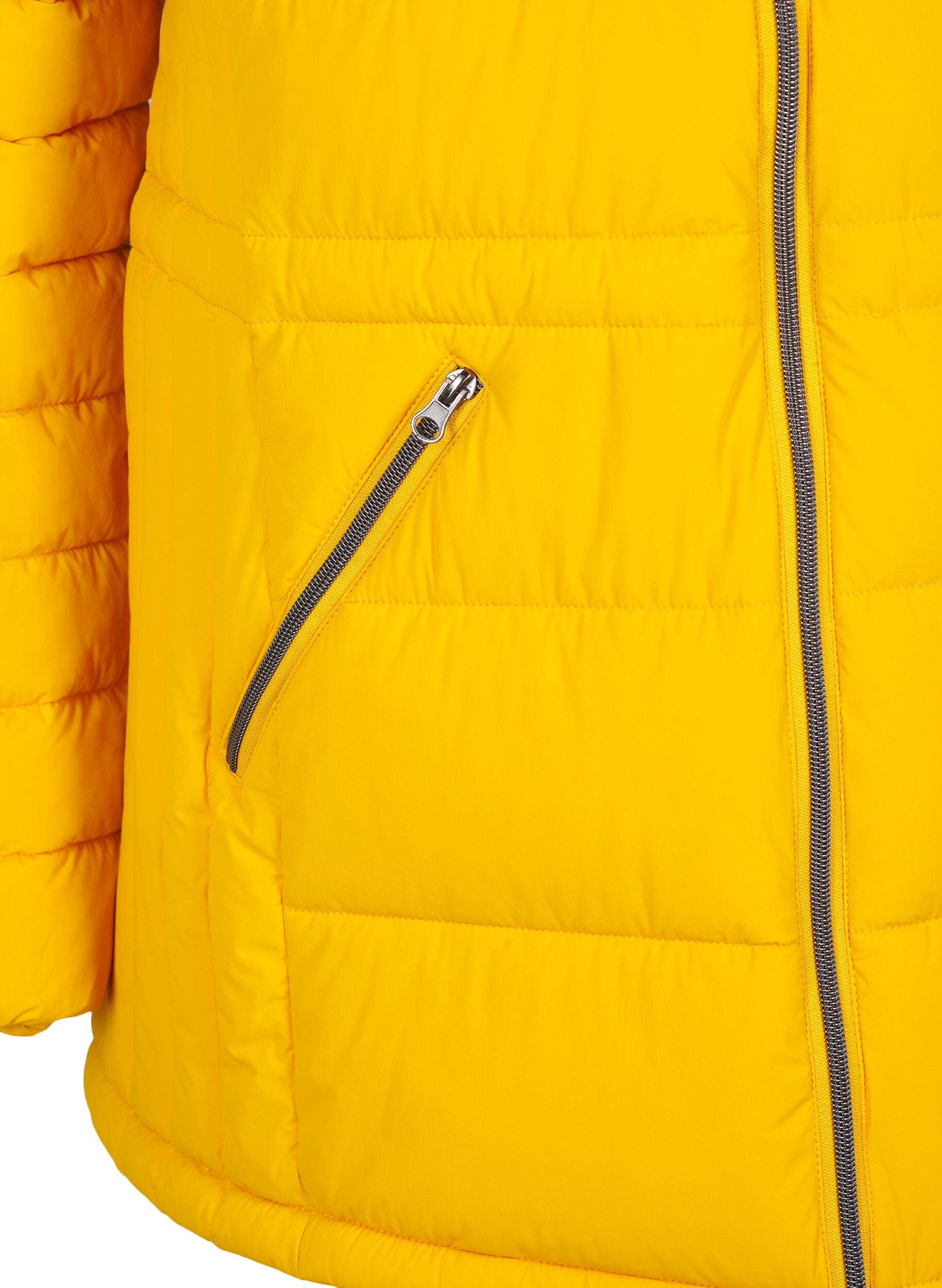 ZizziKorte puffer jas met zakken, Geel, Packshot image number 3