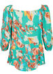 Bedrukte viscose blouse met 3/4 mouwen, Groen, Packshot image number 1
