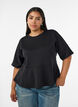 Peplum blouse met ellebooglange mouwen, Zwart, Model image number 0