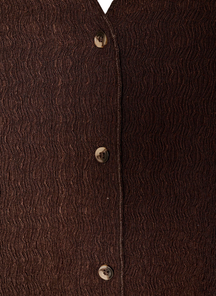 Mouwloos top met een golvende textuur en knoopsluiting, Bruin, Packshot image number 2