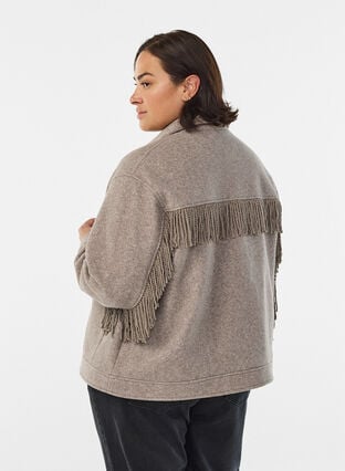 ZizziKorte shirtjas met franjes, Moon Rock Mel., Model image number 1