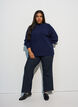 Geribde trui met pofmouwen en knopen, Blauw, Model image number 1