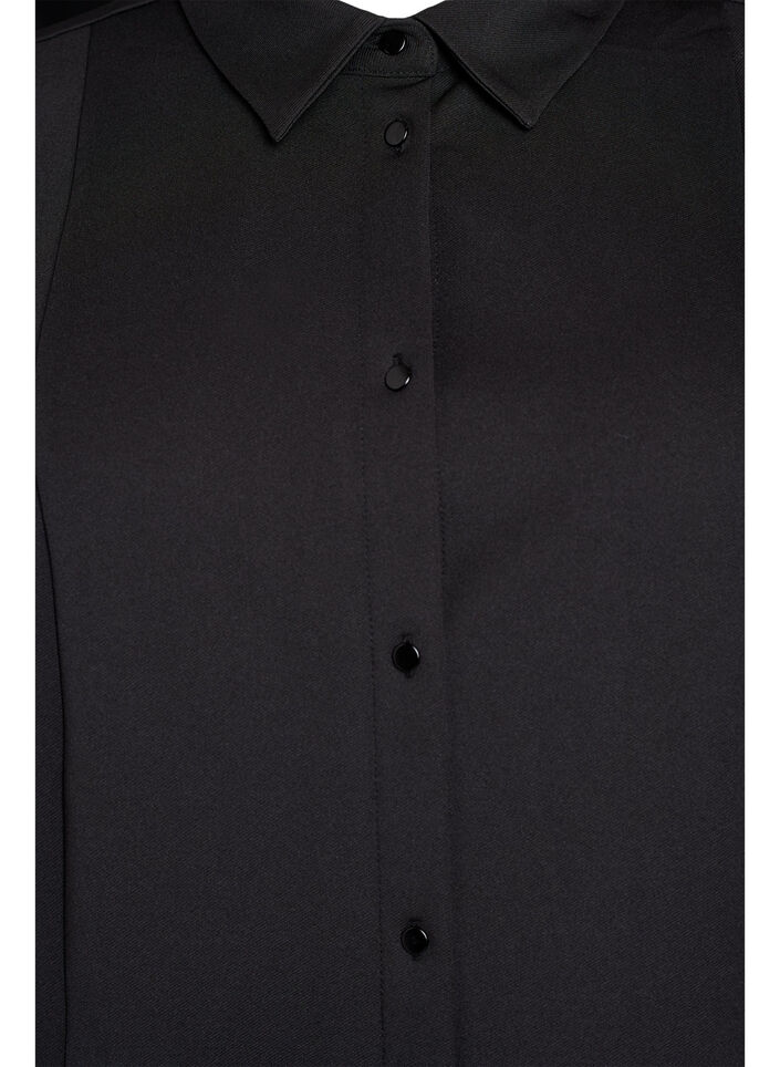 Korte overhemdjurk met 3/4 mouwen, Zwart, Packshot image number 2