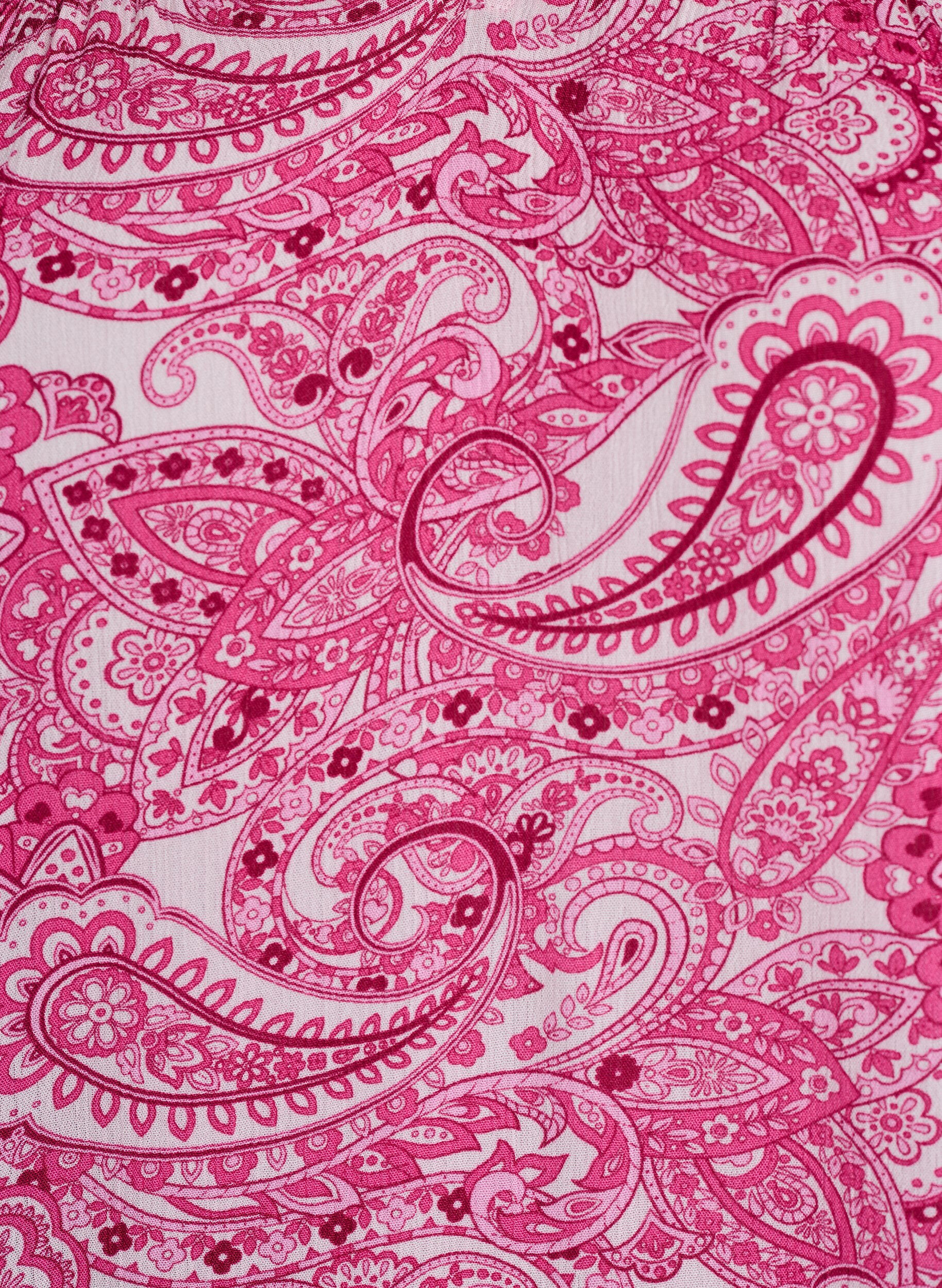 Zizzi Blouse imprim&eacute;e en viscose avec volants, Rose, Packshot image number 2