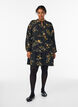 Jurk met bloemenprint en striksluiting, Zwart, Model image number 1