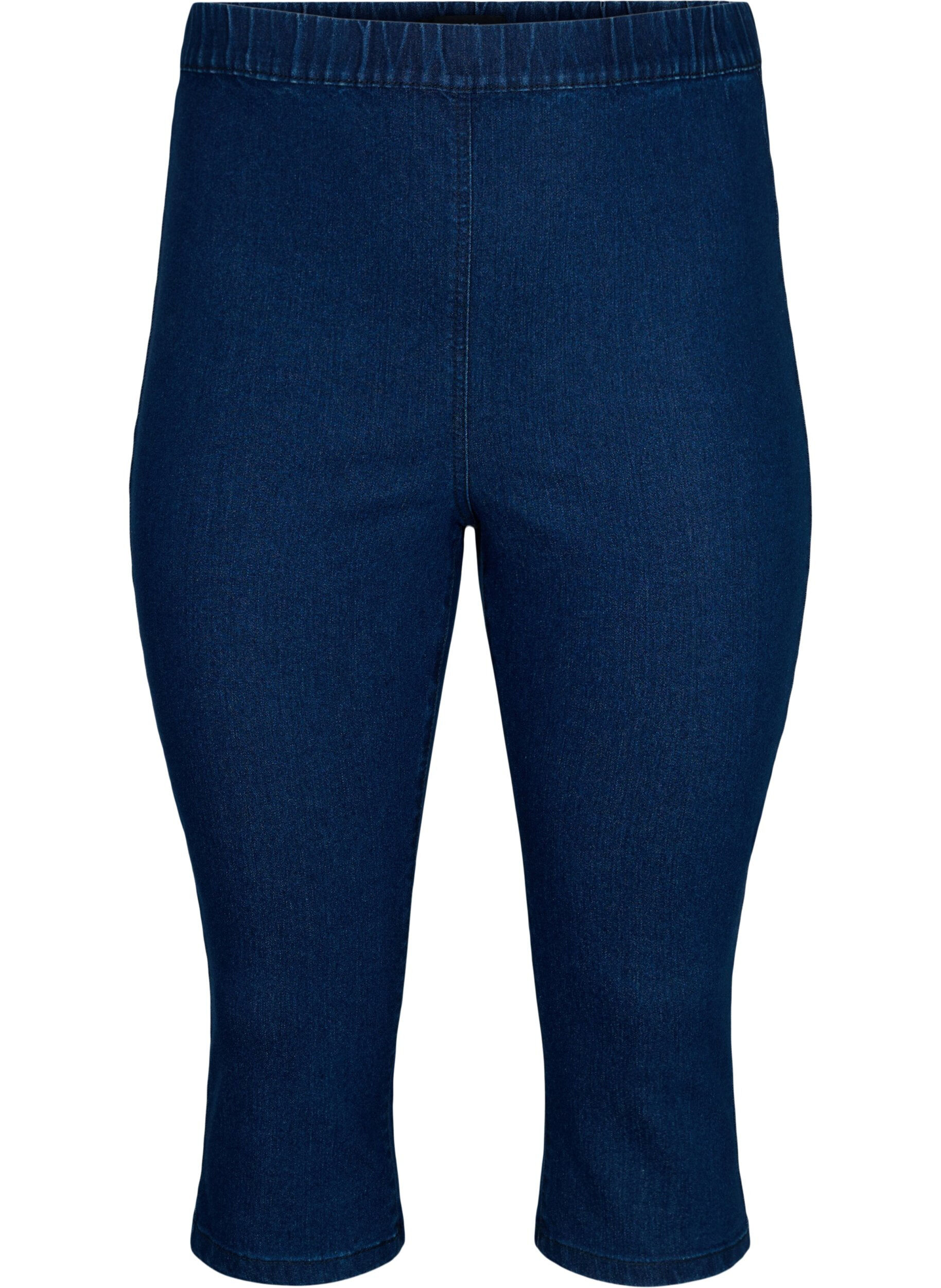 FLASH - denim capri broek met hoge taille en slanke pasvorm