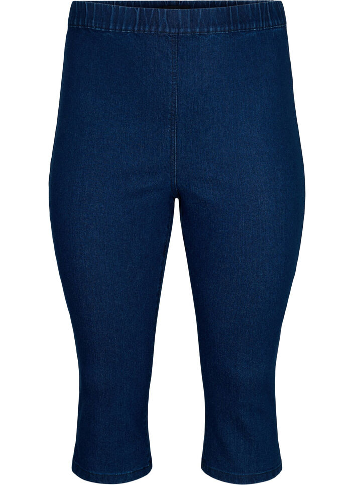 FLASH - denim capri broek met hoge taille en slanke pasvorm, Blauw, Packshot image number 0
