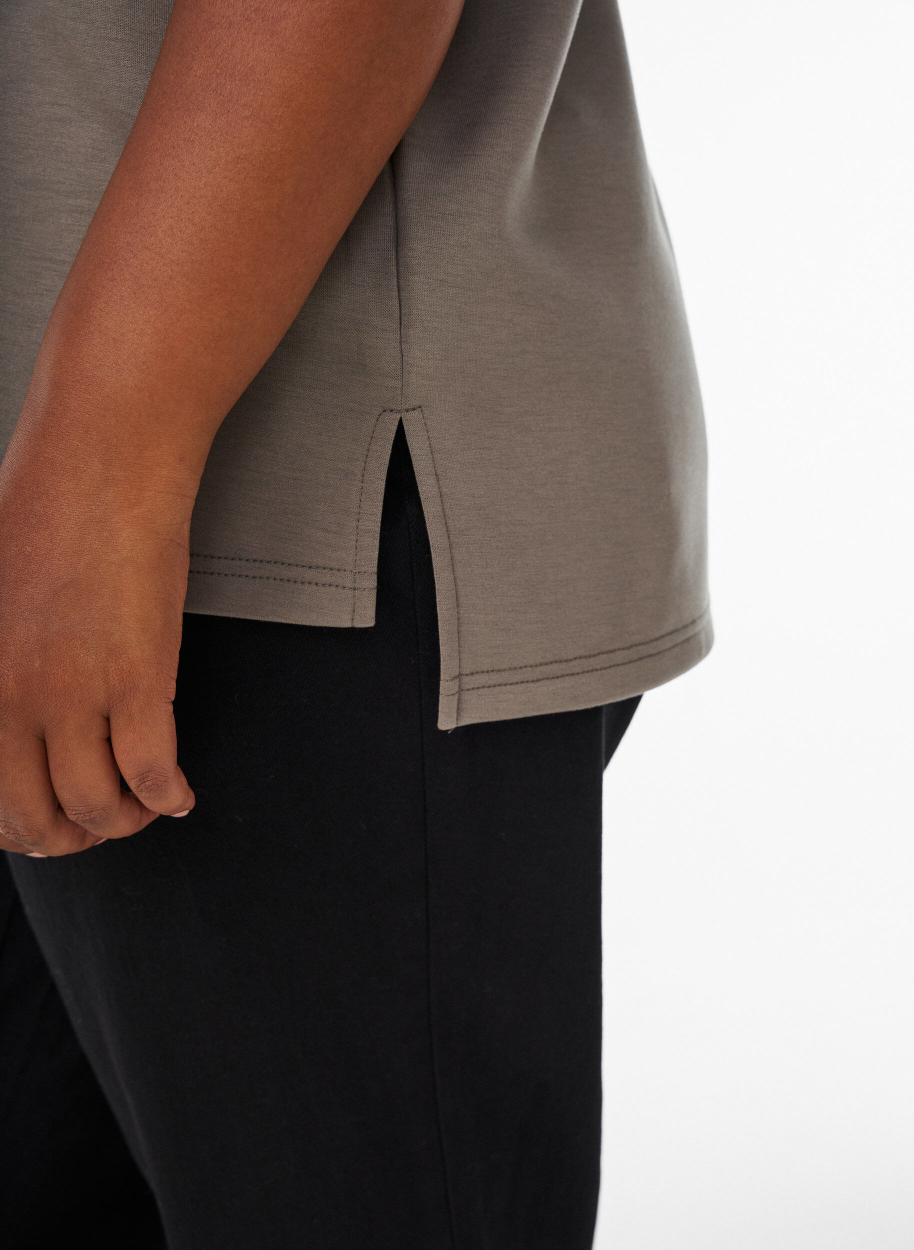 ZizziSweatshirt met korte mouwen en een hoge kraag, Bruin, Model image number 3