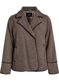 Teddy jas met contrast details, Bruin Teddy jas met contrast details