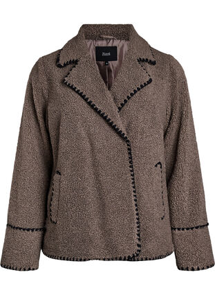 ZizziTeddy jas met contrast details, Morel, Packshot image number 0
