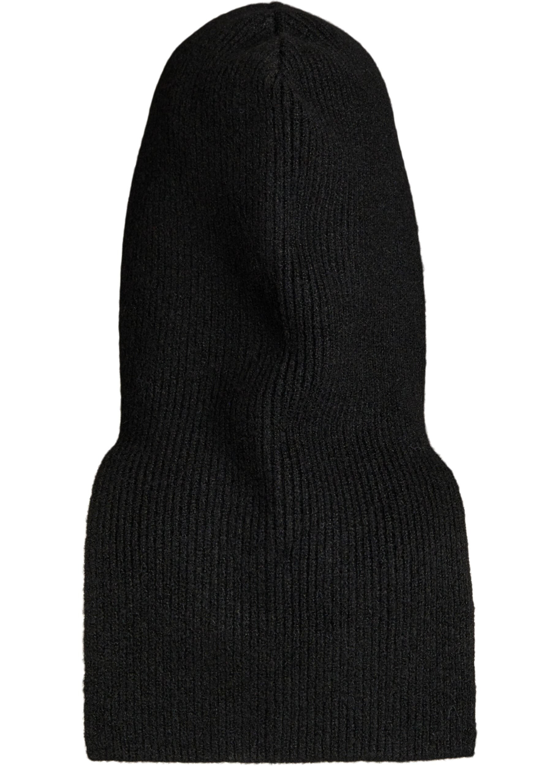 ZizziRibgebreide balaclava met ritssluiting, Zwart, Packshot image number 1