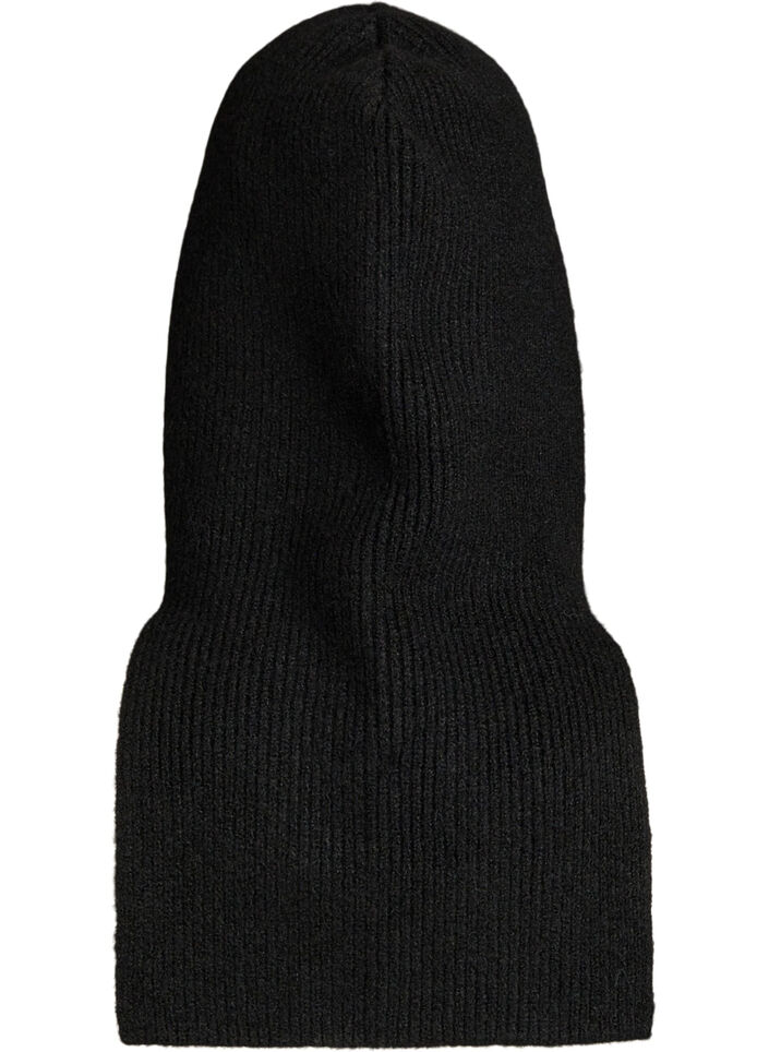 Ribgebreide balaclava met ritssluiting, Zwart, Packshot image number 1