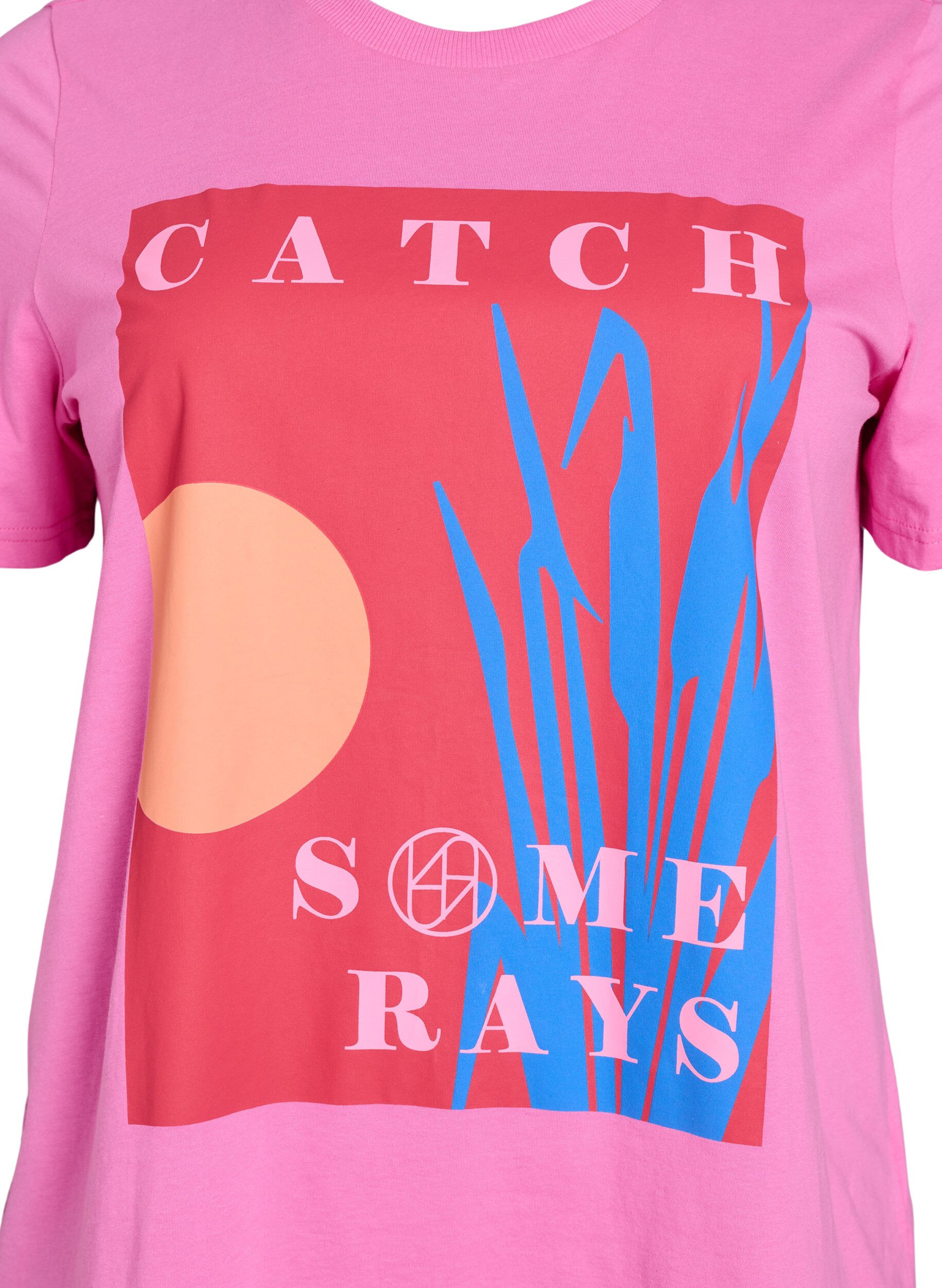 ZizziT-shirt met een grafisch zomermotief, Roze, Packshot image number 2