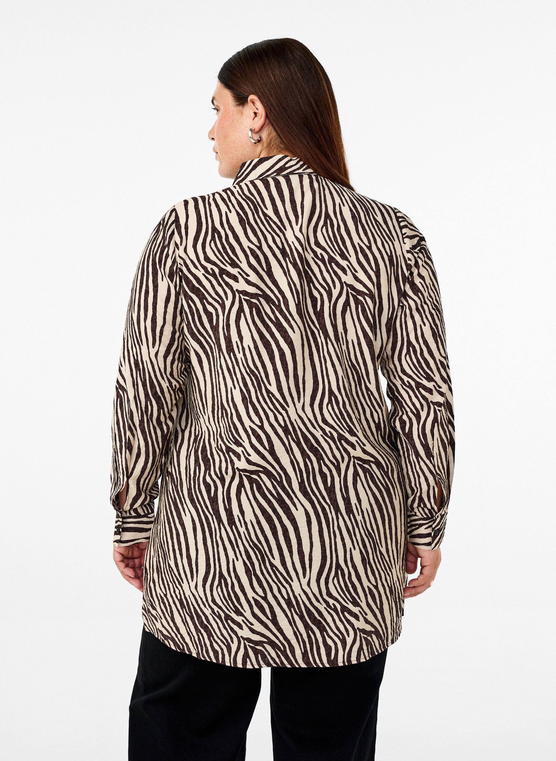 ZizziLange blouse met zebraprint, Bruin, Model image number 2