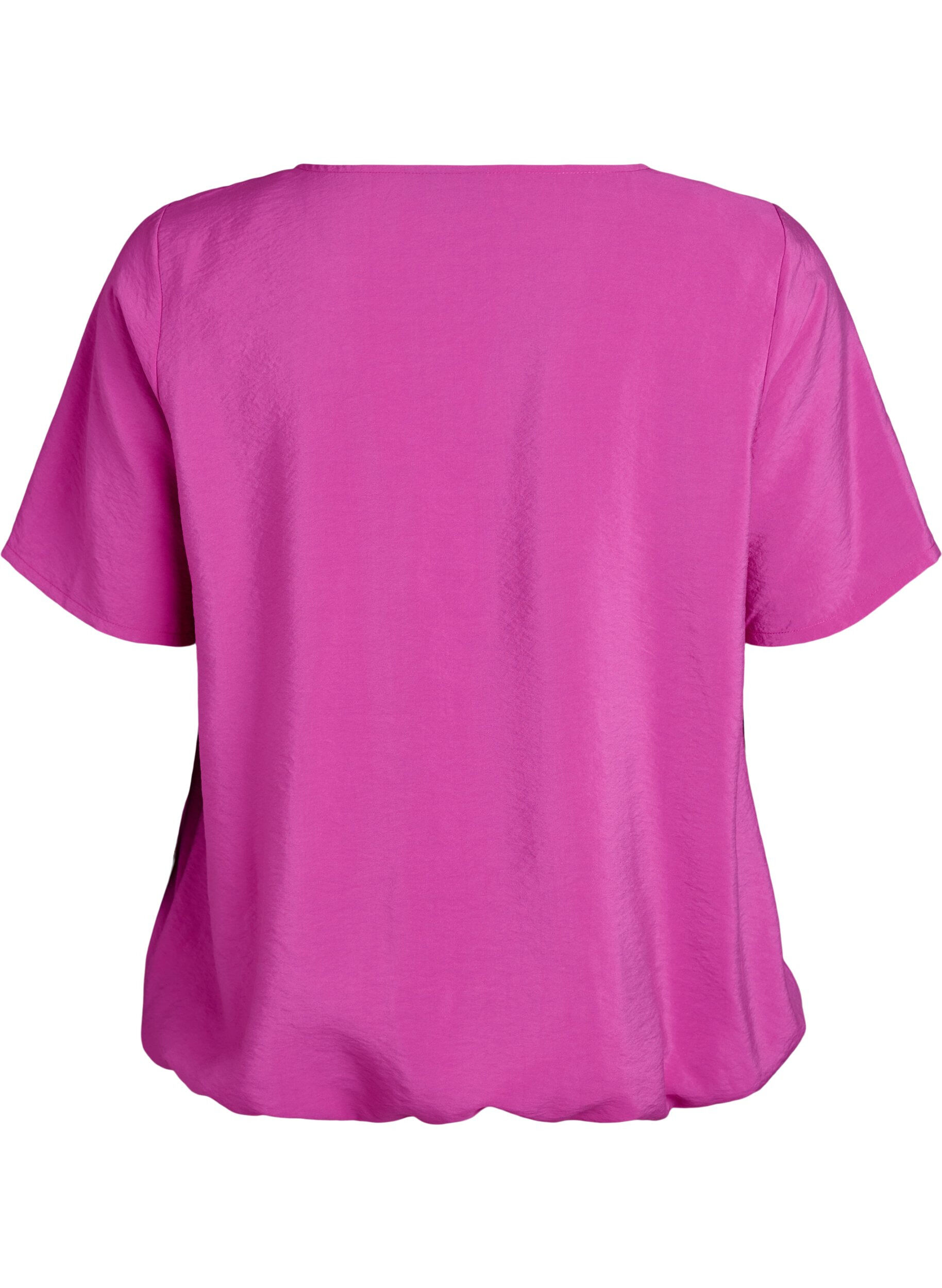 ZizziBlouse met korte mouwen en elastische zoom, Roze, Packshot image number 1