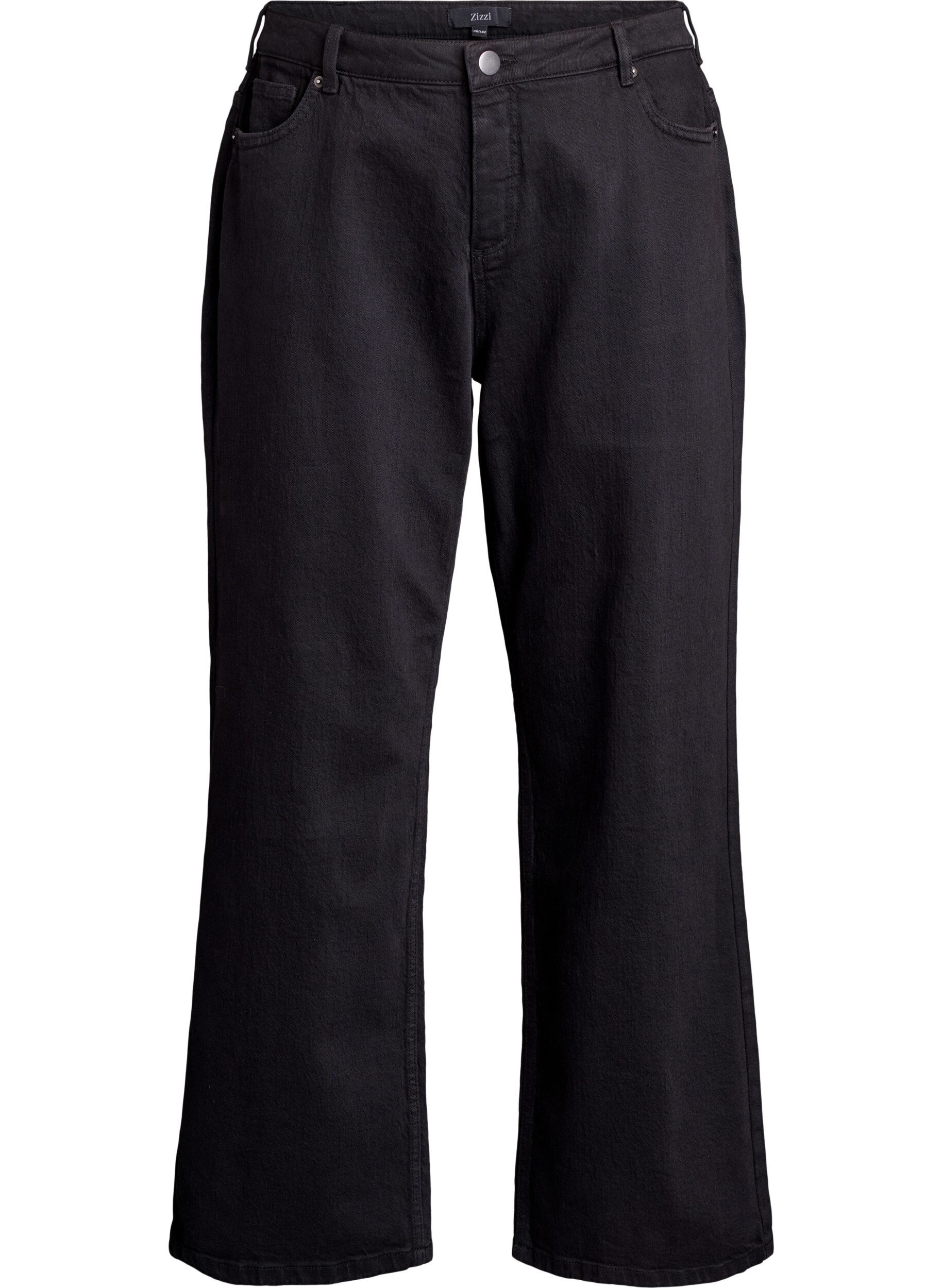 ZizziJeans met wijde pijpen en hoge taille, Zwart, Packshot image number 0