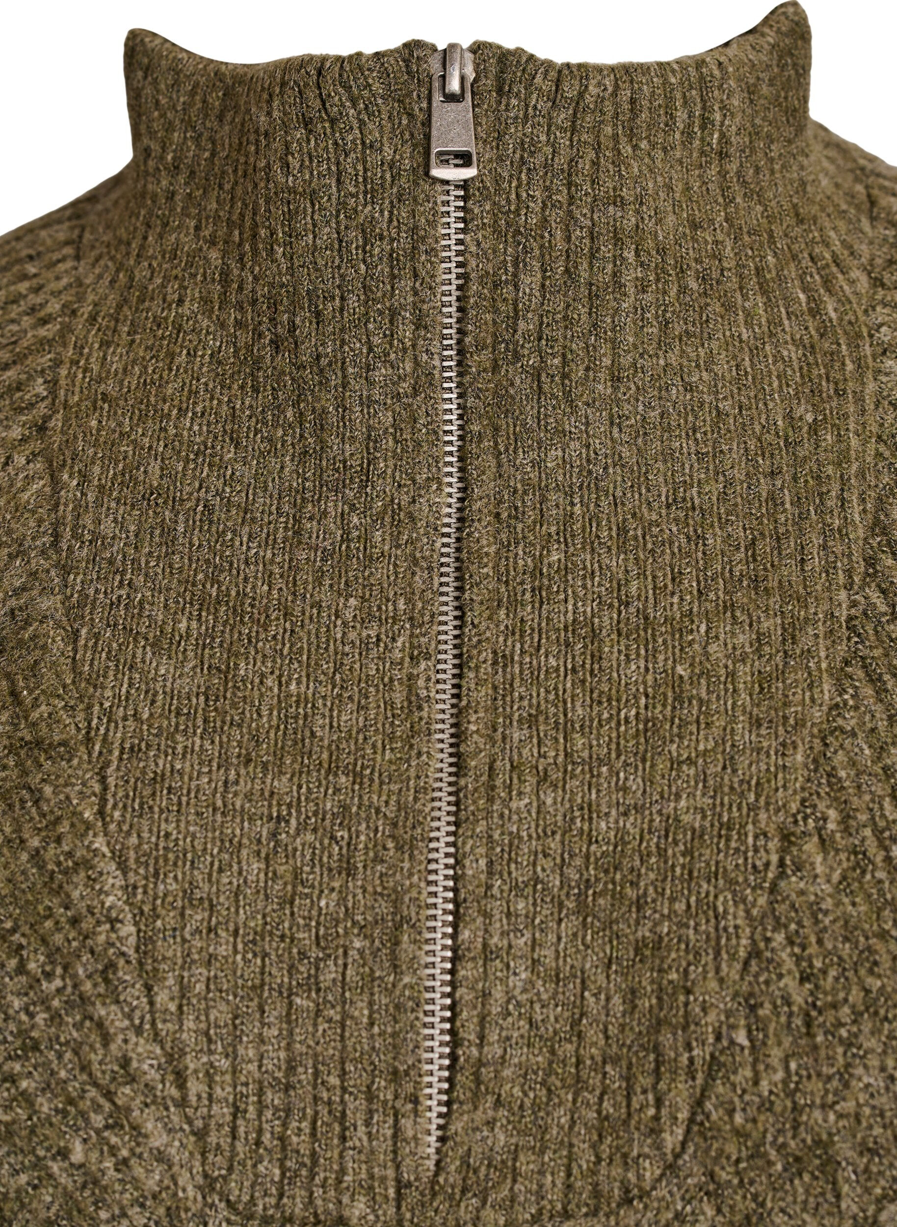 ZizziHalflange gebreide jurk met hoge kraag, Groen, Packshot image number 2