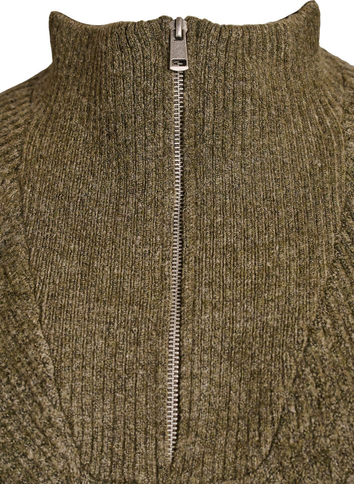 Halflange gebreide jurk met hoge kraag, Groen, Packshot image number 2