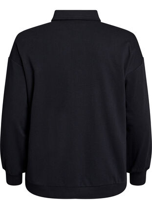 ZizziSporty sweatshirt met kraag, Black, Packshot image number 1